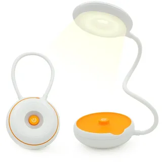 Eaxus® 3in1 LED Tischleuchte - flexible Nachttischlampe USB oder Batteriebetrieben, Weiß