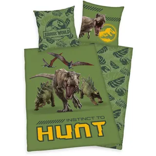 Herding Klaus Herding GmbH Bettwäsche, Set Jurassic World T-Rex Dinosaurier 135 x 200 cm