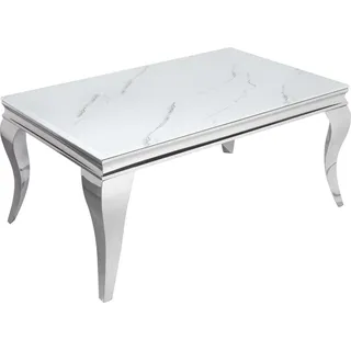 Couchtisch 100cm Marmor Glas Design Tisch Modern Wohnzimmer JETZT KAUFEN - Weiß