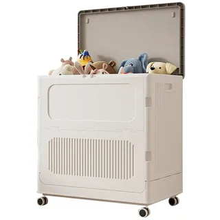 WäSchekorb Faltbar 123 L, WäSchesammler Mit Deckel, Laundry Baskets, Schmal WäSchetonne Waschkorb, WäSchebox WäSchetrenner für Bad, WaschküChe, Schlafzimmer, Badezimmer, 64 x 40 x 67.3 Cm, Beige
