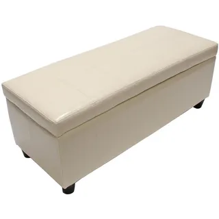 MCW Sitzbank MIT Aufbewahrung Beige , Leder , 112x45x45 cm , Esszimmer, Bänke, Sitzbänke