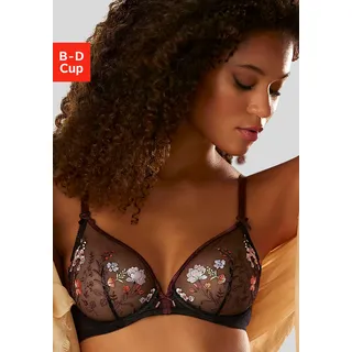 Bügel-BH LASCANA "Maria", Damen, Gr. 95, Cup D, bunt (schwarz, bunt), Spitze, Obermaterial: 74% Polyamid, 23% Polyester, 3% Elasthan, BHs Bügel-BH, Stickerei-Spitze, als Dessous-Set kombinierbar, große Größen