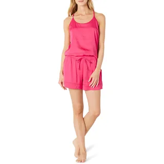 Amazon Essentials Damen Satin-Pyjama-Sets mit Shorts, Intensive Rosa, S