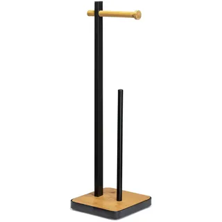 Croydex Toilettenpapierhalter, matt, Schwarz/Bambus, freistehend