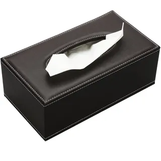 KINGFOMTM Rechteckige Leder Kosmetiktücherbox für Zuhause/Büro/Auto (Braun)