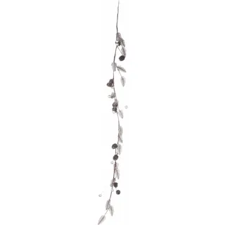 Villa d'Este Home Tivoli Weihnachtsdekorationszweig Silber mit Tannenzapfen und Beeren l. 120 cm, Xmas Garden