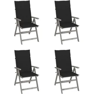 The Living Store Hochlehner Verstellbar 4 Stk. mit Auflagen Massivholz Akazie - Grau