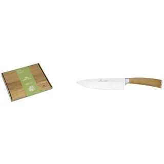 Bundle of Gerlach Natur Schneidebrett Holz Holzbrett Küche Küchenbrett Holzschneidebrett 30x24x2,3cm + Gerlach Natur Chefmesser Profi-Messer Küchenmesser Scharf Kochmesser 8 Zoll