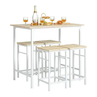 SoBuy Bartisch + 4 x Barhocker , Holzwerkstoff , 100x87x60 cm , Esszimmer, Barmöbel, Barschränke & Theken