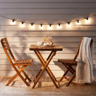 Ambia Garden Balkonset , Akaziefarben , Holz , 3-teilig , Akazie , massiv , X-Form , 60x55x74 cm , Tisch klappbar, Stuhl klappbar , Gartenmöbel, Gartengarnituren, Balkonmöbel-Sets