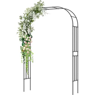 FANTASK Rosenbogen Metall, Gartenbogen für Kletterpflanzen & Rosen & Blumen, Torbogen Rankhilfe Rankgitter, Schwarz
