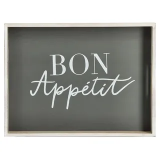 Zeller Tablett Bon Appetit 40 x 30 cm Holz Grau Anthrazit