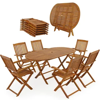 CASARIA® Gartentisch-Set FSC®-Zertifiziert 6-Personen - Braun