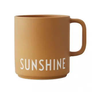 Design Letters Kaffeebecher mit Henkel 250 Ml | Porzellan Kaffeetasse mit spruch | Lieblingsmensch Geschenk | Ideal als Cappuccino Tassen, Teetasse | Geschenke für Frauen, Männer | Senf SUNSHINE