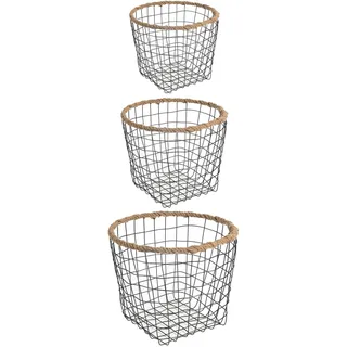 Idimex Metallkorb SINO 3er Set  schwarz 37 x 22 x 20 cm