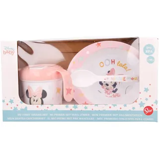 STOR Baby-Geschirrset - Lerntasse, Schüssel & Löffel |Minnie Mouse (Disney Baby)