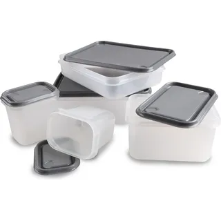 Frischhaltedosen 5er Set – BPA-frei, Lebensmittelecht, Stapelbar, Spülmaschinengeeignet für optimale Lebensmittelaufbewahrung und Frische - Grau