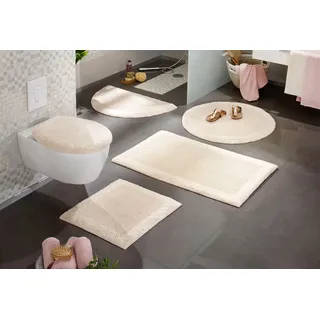 Badematte OTTO HOME "Kapra, Badvorleger, Badezimmer Teppich" Gr. 3, beige (natur), H:14mm, Baumwolle, Badematten, Badematte, mit Bordüre, Badteppich, Badematte, Baumwolle, Topseller