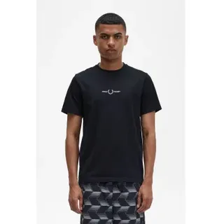 Fred Perry für Herren. M4580 T-shirt mit schwarzem Logo (M), Lässig, Baumwolle, Kurzarm