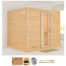 Bild von Sauna »Soraja«, (Set), 9-kW-Ofen mit integrierter Steuerung, beige