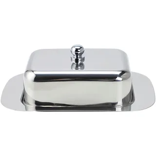 Echtwerk Butterdose aus Edelstahl, 18,5x12,2x7,0 cm Silber-Edition,