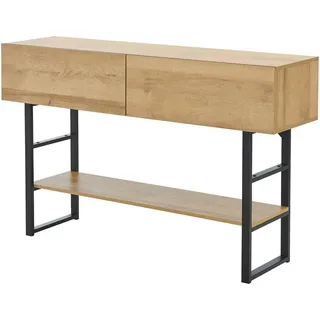 [en.casa] Konsolentisch Varberg , Eichefarben , Holzwerkstoff, Metall , Holz Optik , Rechteckig , 120x75x30 cm , Wohnzimmer, Wohnzimmertische, Konsolentische