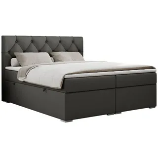 MKS Boxbett Alda 120/200 Dunkelgrau Kunstleder - H3 , Textil , H3 , Rechteckig , 120x200 cm , Schlafzimmer, Betten, Boxspringbetten
