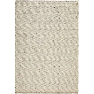 Linea Natura Handwebteppich , Weiß, Beige , Textil , Struktur , rechteckig , 160x230 cm , leicht zusammenrollbar , Teppiche und Böden, Teppiche, Schafwollteppiche