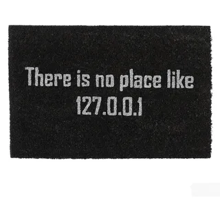 Relaxdays Fußmatte Kokos "There is no place like 127.0.0.1", Nerd Türmatte außen & innen, Kokosmatte 60x40 cm, schwarz