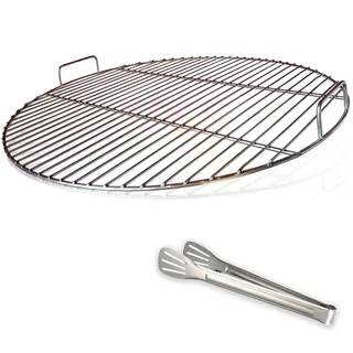 huanniu 304 grillrost Edelstahl rund mit Griff, 54.5 cm Durchmesser für 57 cm Holzkohlegrills z.B Weber,Grillroste Ersatz kugelgrill 57 cm,mit Grillclips