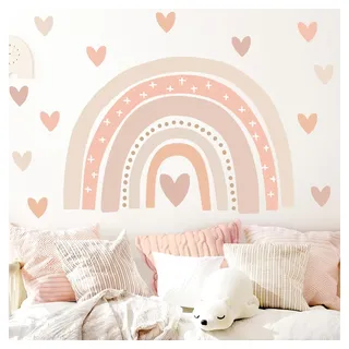 Little Deco Wandsticker Regenbogen Boho Wandtattoo Herzchen Pastell Kinderzimmer Wandaufkleber für Babyzimmer Deko DL943-3