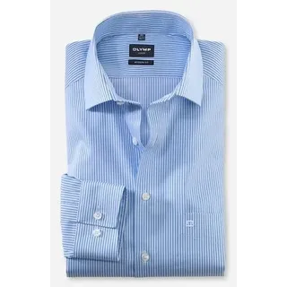 Businesshemd OLYMP "Luxor modern fit", Herren, Gr. 37, N-Gr, blau (bleu), Web, Obermaterial: 100% Baumwolle, gestreift, Hemden Businesshemd