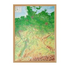 Georelief 3D Reliefkarte Deutschland - mit Naturholzrahmen - groß