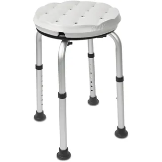 KMINA - Duschhocker für Senioren Stabil, Wasserdichtes Kissen, Höhenverstellbar Rund, Werkzeugfreie Montage - Made in Europe