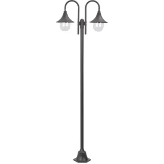 vidaXL Garten-Pollerleuchte E27 220 cm Aluminium 2-Laterne Bronze