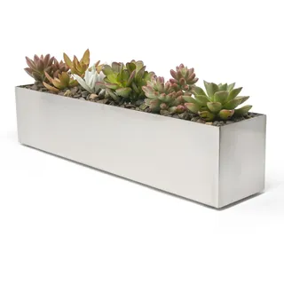 Buhbo Moderner Blumenkasten, rechteckig, 40,6 cm, gebürsteter Edelstahl