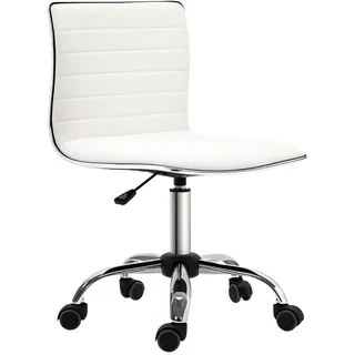 Homcom Friseurstuhl, Drehstuhl, Stahl PU, Weiß , Metall , 48x90x52 cm , Büromöbel, Bürostühle, Drehstühle