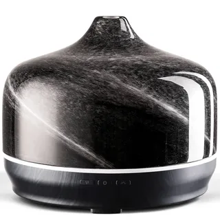 Porseme Aroma Diffuser 500ml,Handgeblasen Glas Luftbefeuchter,Ultraschall Aromatherapie Öle Diffusor mit 7 Farben LED Licht,Diffusor für Ätherische Hält 15-21 Stunden,Leise für Wohnung (Obsidian)
