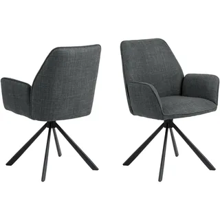 VCM 2er-Set Actona Stuhl Glenda Stoff Grau Dunkelgrau