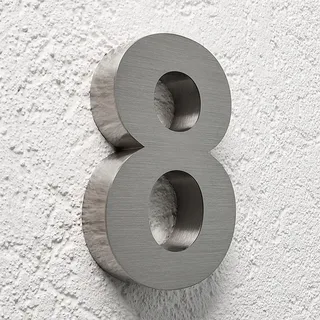 Longlife LED 3D Hausnummer 8 Edelstahl V2A unbeleuchtet Arial