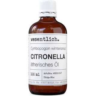 wesentlich. Citronella Öl - ätherisches Öl - 100% naturrein (Glasflasche) - u.a. für Duftlampe und Diffuser 100ml