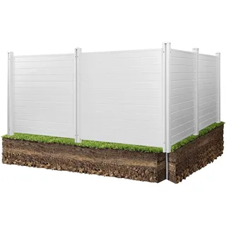 Vevor Lamellenzaun 122 x 122 cm Weiß Kunststoff 4 St.