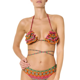 goldenpoint Bikini Damen Badeanzug Triangel-BH Rüschen Liberty Villa, Farbe Mehrfarbig, Größe 80