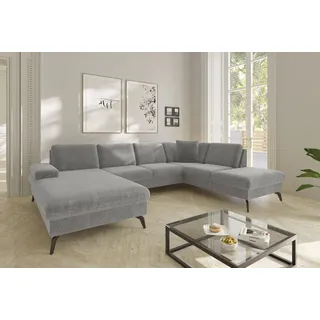 sit&more Wohnlandschaft Polyester U-Form 3-Sitzer Grau