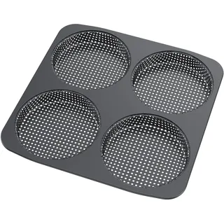 harupink Burger Buns Backform, Perforierte Backform für 4 Burger Buns aus Karbonstahl, Brötchenblech Hitzebeständig bis 450°C, Perfekte Backergebnisse dank Antihaftbeschichtung, leicht zu reinigen