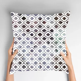 Dekokissen QUEENCE "Idyelle", lila (lila, bedruckt), B:40cm L:40cm, Obermaterial: 100% Polyester, Dekokissen_Sitzkissen_Kissenhüllen, Dekokissen, Kissenhülle,Karriertes Muster,Geometrisch,Klassisch,Zeitlos,Stilvoll