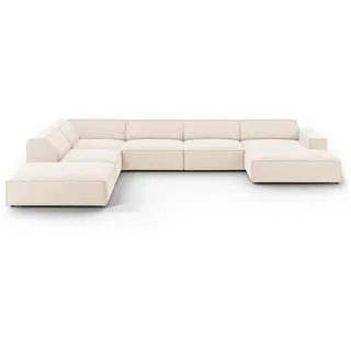 micadoni Panoramasofa, beige Textil, 7-Sitzer, U-Form, 262x70x364 cm, Hergestellt in Europa, Oeko-Tex®, Wohnzimmer, Sofas , Couches, Sofas, Bigsofas