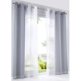 Gardinenbox 2er Pack Gardinen Vertikal Farbverlauf Druck Transparent »Modena« mit Ösen und Raffhalter, Vorhang, Dekoschal HxB 225x140 cm Grautöne, 10000183