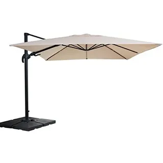 Mendler Gastronomie-Ampelschirm HWC-A96 400 x 300 cm beige inkl. Ständer