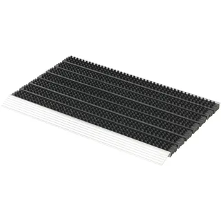 golze 1873 Astra Fußmatte Super Brush - Türmatte aus Aluminium - Alu Schmutzfangmatte innen - extrem strapazierfähig - rutschfest - nachhaltig - 45x75cm, schwarz